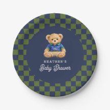 Teddy Beary Checkboard Retro Baby Shower