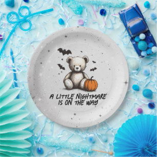 Plato De Papel Teddy Pumpkin Baby Shower