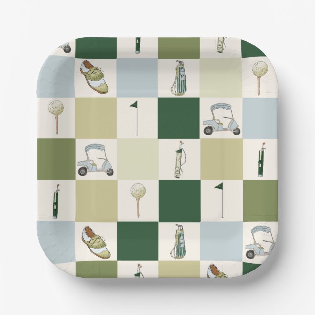 Plato De Papel Tee de par de golf (Anverso)