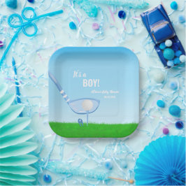 Plato De Papel ¡Tee Up Blue Golf Es un chico! Baby Shower