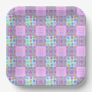 Plato De Papel Teja de Mahjong Patchwork