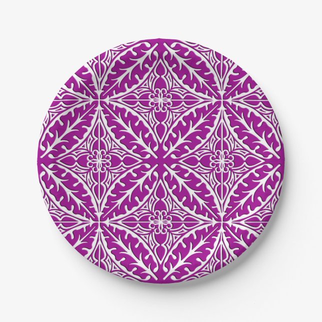 Plato De Papel Tejas marroquíes - púrpura y blanco amethyst (Anverso)
