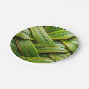 Plato De Papel Tejido de bambú fresco verde