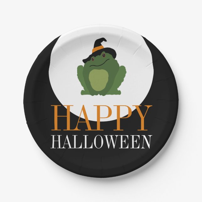 Plato De Papel Tejido de bruja, Feliz Halloween (Anverso)