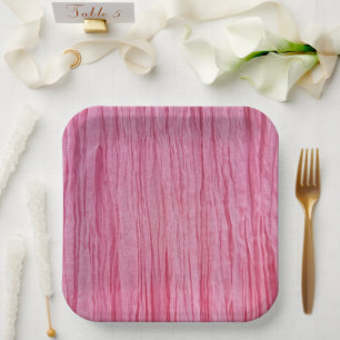 Plato De Papel Tejido de crepe rosado arrugado