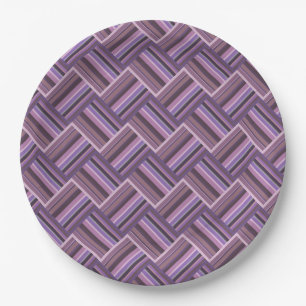 Plato De Papel Tejido diagonal de rayas malvas
