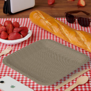 Plato De Papel Tejido marrón con un patrón vertical repetitivo
