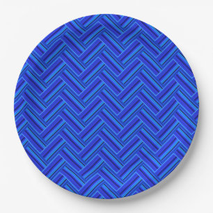 Plato De Papel Tejidos de doble trama de franjas azules