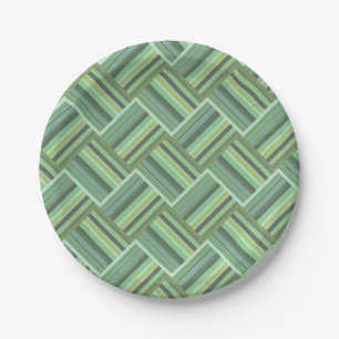 Plato De Papel Tejidos de rayas verdes de oliva