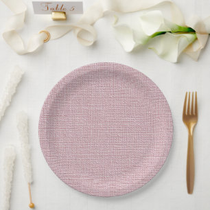 Plato De Papel Tela de lino falso rosa elegante