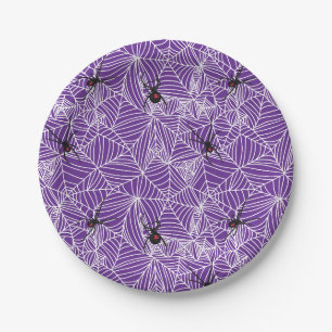 Plato De Papel Tela de Viuda Negra Morada