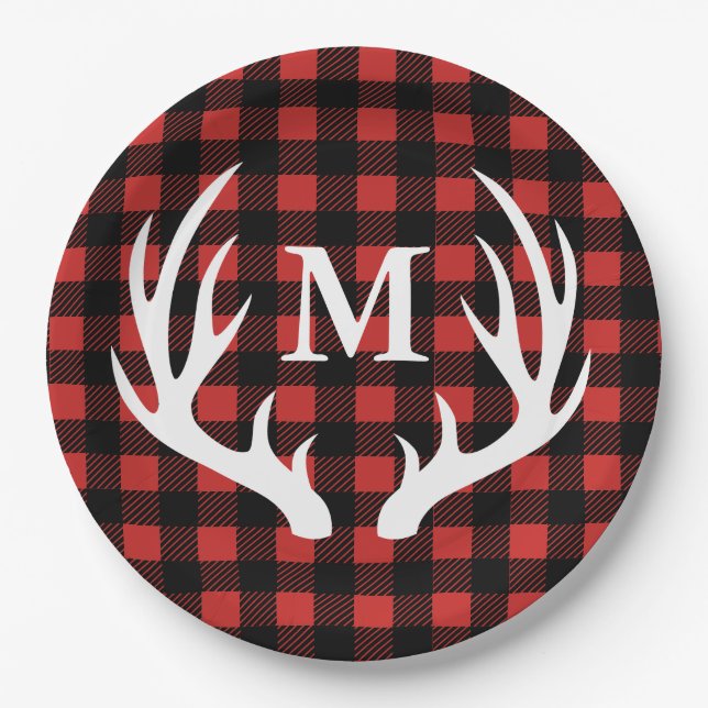 Plato De Papel Tela escocesa rústica del control del búfalo y (Anverso)