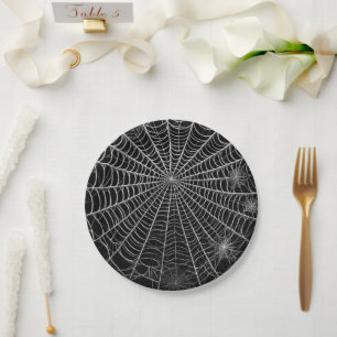Plato De Papel Telarañas negras y blancas Telaraña Halloween