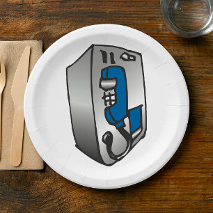 Plato De Papel Teléfono azul de Payphone