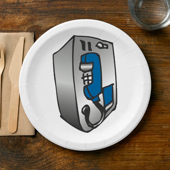 Plato De Papel Teléfono azul de Payphone (Subido por el creador)