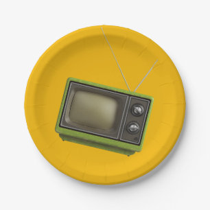 Plato De Papel Televisión retro