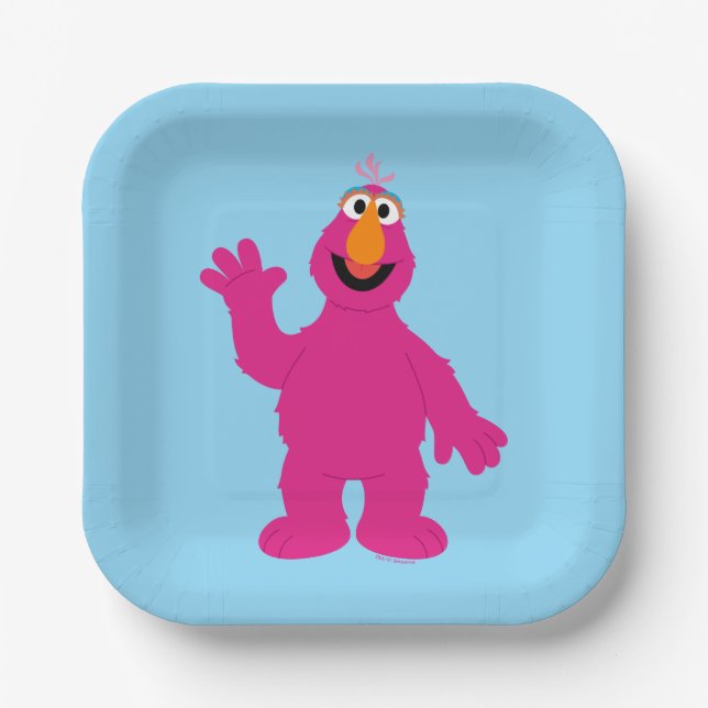 Plato De Papel Telly Monster de Barrio Sésamo (Anverso)