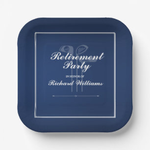 Plato De Papel Tema clásico del golf de retiro blanco azul