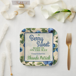 Plato De Papel Tema de arándanos dulces para baby shower