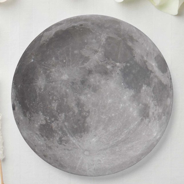 Plato De Papel Tema de astronomía de Luna Llena (Subido por el creador)