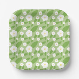 Plato De Papel Tema de Baby Shower de Springtime Gingham y Blooms