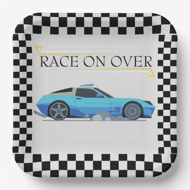 Plato De Papel Tema de Baby Shower Race Car (Anverso)