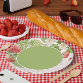 Plato De Papel Tema de cabaña de campo de fresa dulce