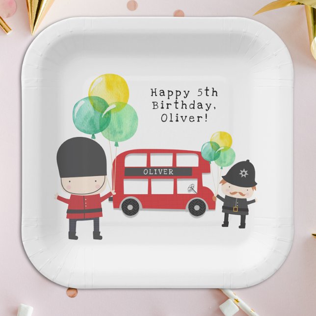 Plato De Papel Tema de Cumpleaños Infantil Autobús Rojo de Londre (Subido por el creador)