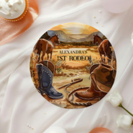 Plato De Papel Tema de cumpleaños número uno de Rodeo Vaquero Rús