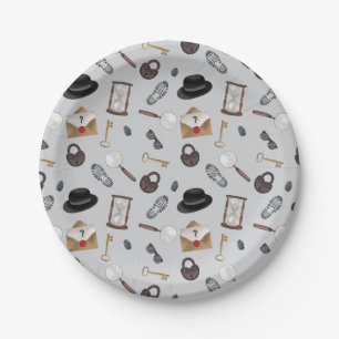Plato De Papel Tema de detectives de agentes secretos misteriosos