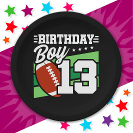 Plato De Papel Tema de Fiesta de fútbol de 13 años 13