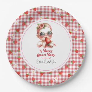 Plato De Papel Tema de Fresa Dulce Fiesta de Bebé