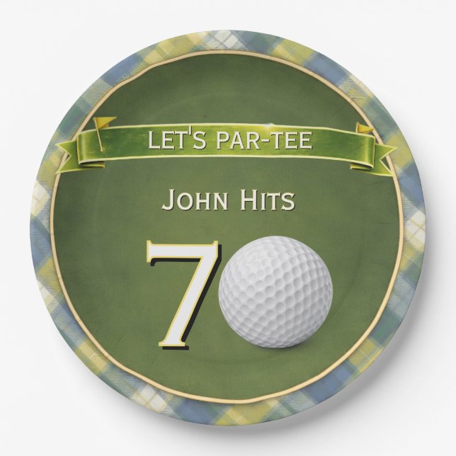 Plato De Papel Tema de golf / golf / cumpleaños de golfista (Anverso)