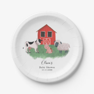 Plato De Papel Tema de granja Baby Shower