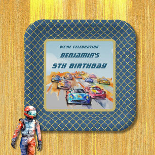 Plato De Papel Tema de la Carreras automática del niño V fiesta d