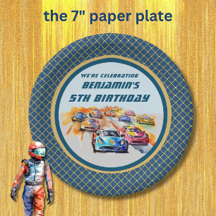 Plato De Papel Tema de la Carreras automática del niño V fiesta d