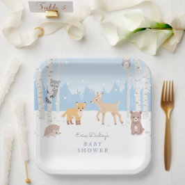 Plato De Papel Tema de la ducha de bebé en Woodland | bosque de i
