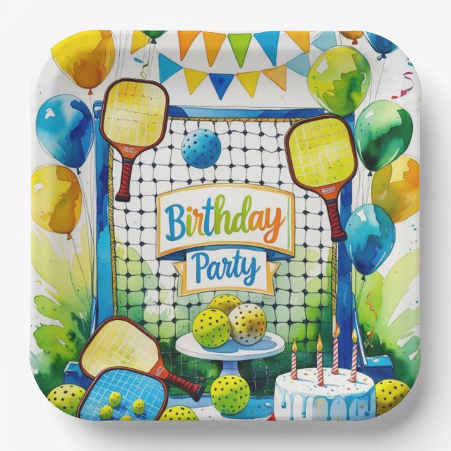 Plato De Papel Tema de la fiesta de cumpleaños (Anverso)
