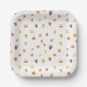 Plato De Papel Tema de la fruta