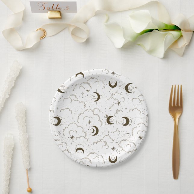 Plato De Papel Tema de la Luna Celestial (Boda)