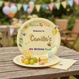 Plato De Papel Tema de limón para cumpleaños de niños 