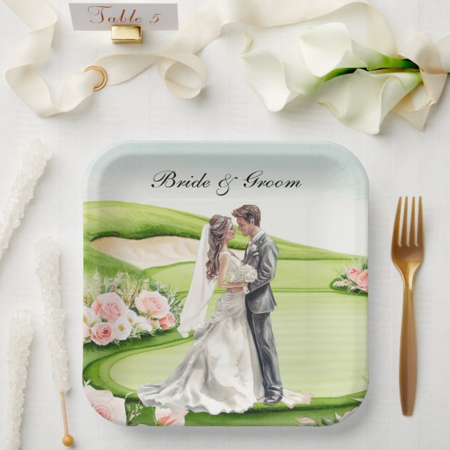 Plato De Papel Tema de los Bodas de golf en el campo (Boda)
