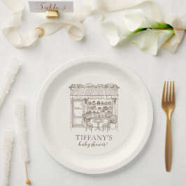 Plato De Papel Tema de París Pastelería Francesa Baby Shower
