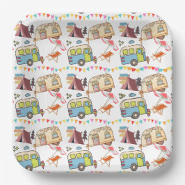 Plato De Papel Tema de retro camping