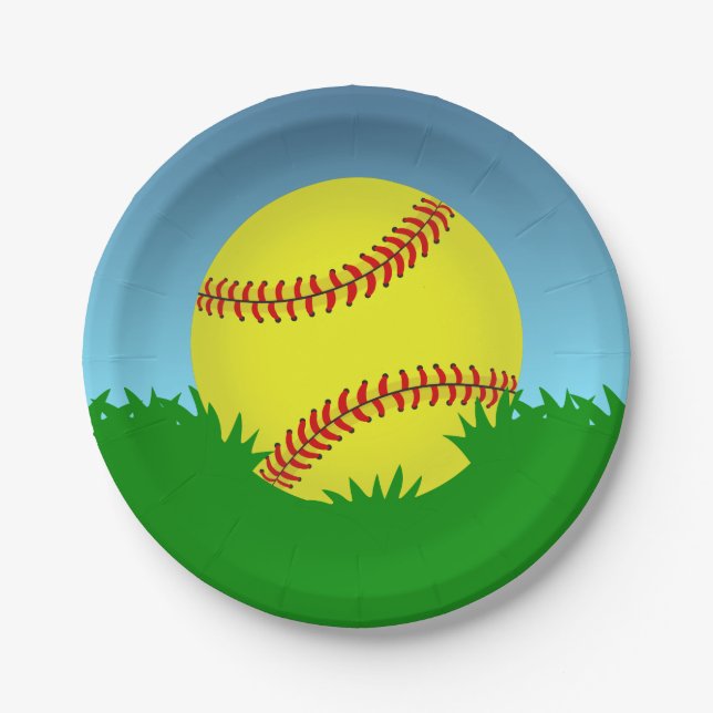 Plato De Papel Tema de Softball (Anverso)
