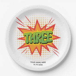 Plato De Papel Tema de superhéroes Textos Niños elegantes Tercer