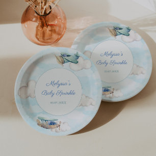Plato De Papel Tema Del Avión Baby Shower Para Fiesta De Niños