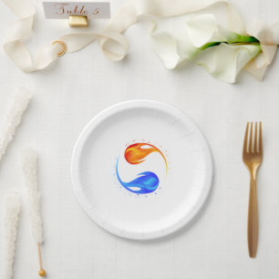 Plato De Papel Tema del Boda de llama gemela - Blanco-