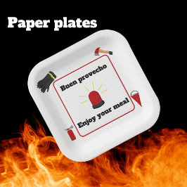 Plato De Papel Tema del bombero Placas de papel bilingüe para niñ
