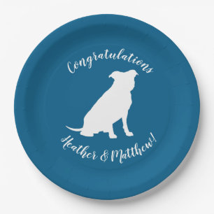 Plato De Papel Tema del Bulldog del pozo Baby Shower Blue Boy Pit